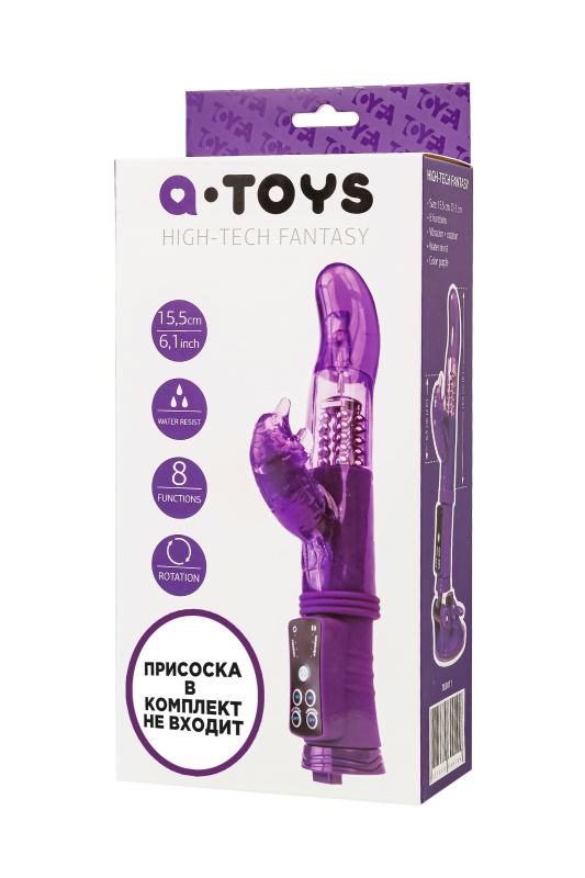 Изображение 7, Вибратор с клиторальным стимулятором A-Toys by TOYFA High-Tech fantasy, TPR, фиолетовый, 22,5 см, TFA-765011