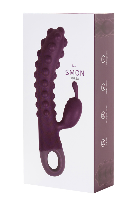 Изображение 9, Вибратор с клиторальным стимулятором KOKOS SMON, силикон, фиолетовый, 23 см, TFA-SMON-01-Violet