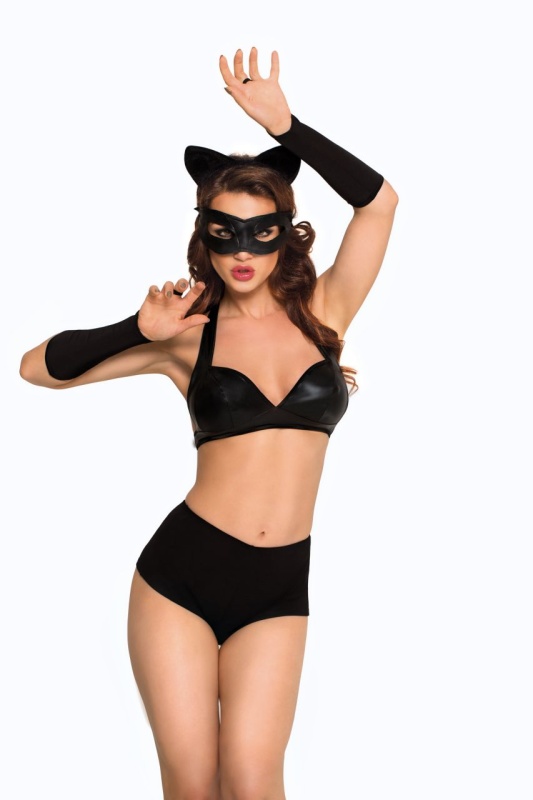 Изображение 2, Костюм SoftLine Collection Catwoman (бюстгальтер,шортики,головной убор,маска,перчатки), черный, L, TFA-183113