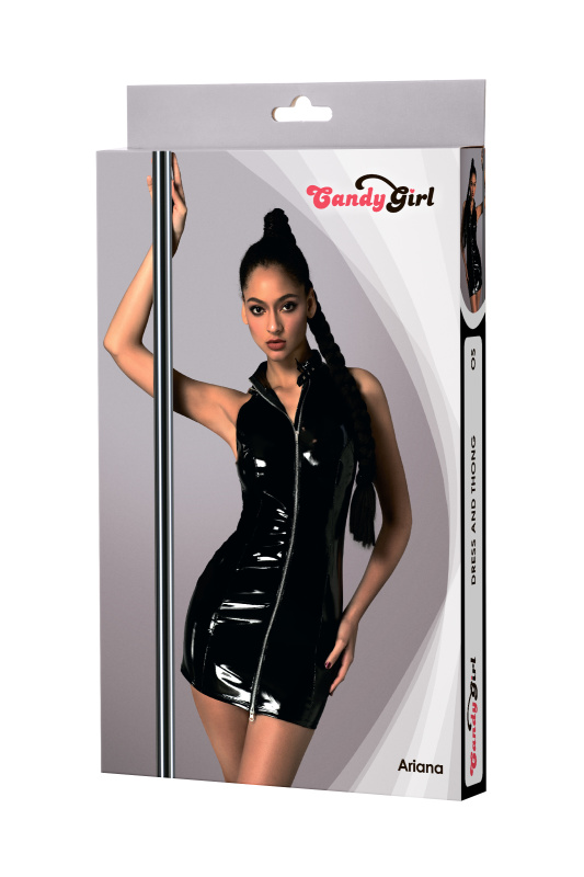 Изображение 4, Платье лаковое на молнии и стринги Candy Girl Ariana черные, OS, TFA-840078