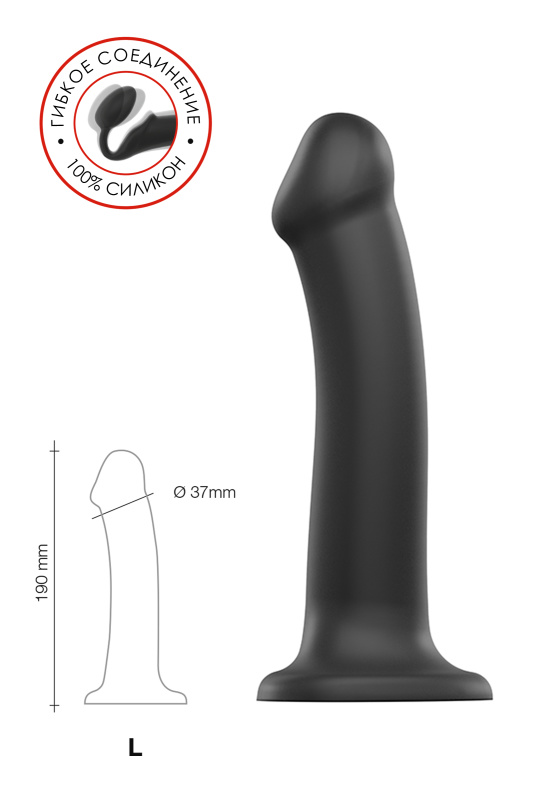 Изображение 9, Ремневой нереалистичный страпон на присоске Strap-on-me, L, силикон, черный, 19 см, TFA-6013151