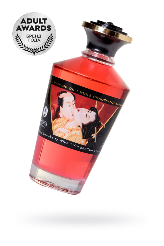 Изображение 1, Масло для массажа Shunga Sparkling Strawberry Wine, разогревающее, клубника и шампанское, 100 мл., TFA-2208