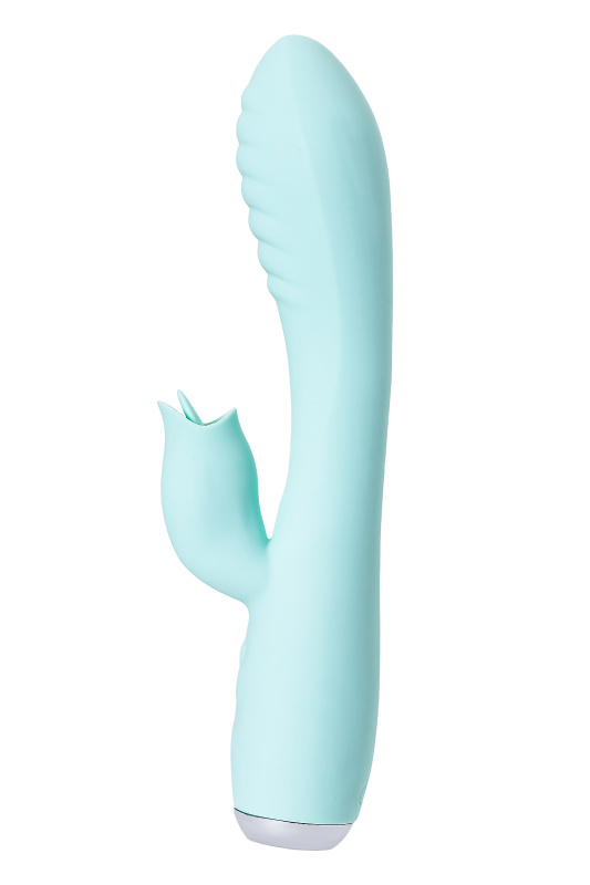 Изображение 2, Вибратор с клиторальным стимулятором и язычком, JOS MILO, силикон, голубой, 20 см, TFA-783029