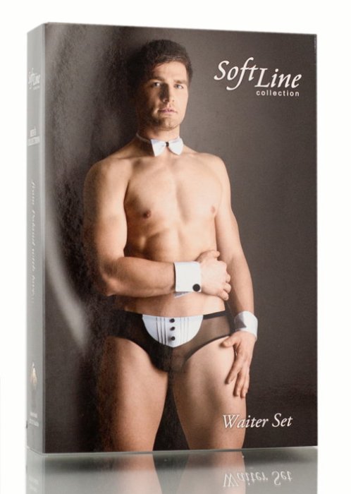 Изображение 3, Костюм официанта мужской SoftLine Collection, Waiter Set (шорты, манжеты, галстук), черный, XL, TFA-460024