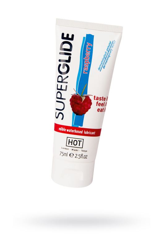 Съедобная смазка на водной основе HOT Superglide для орального секса со вкусом малины, 75 мл, VZS-44118