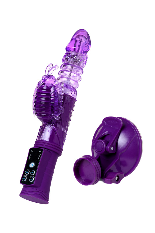 Изображение 7, Вибратор Штучки-дрючки с клиторальным стимулятором, TPR, фиолетовый, 23 см, TFA-690502