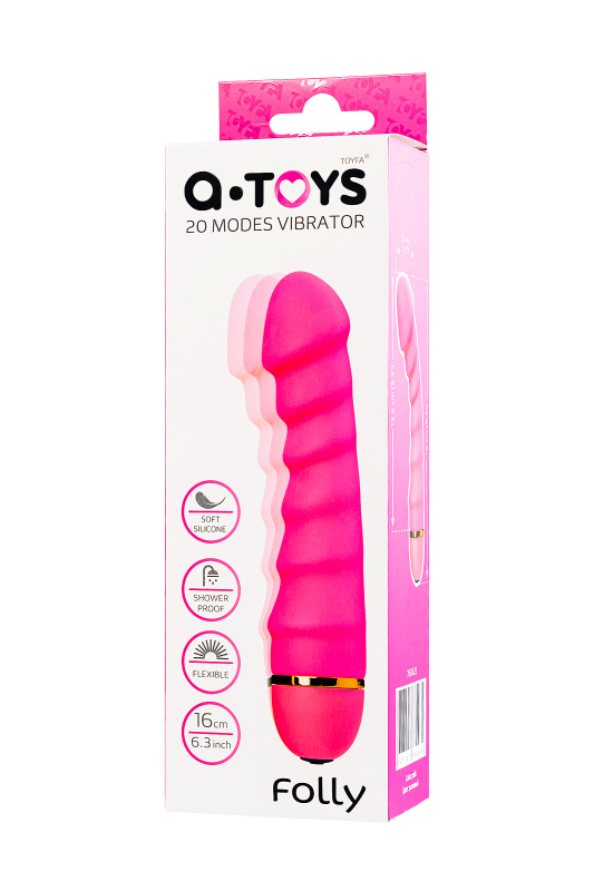 Изображение 7, Нереалистичный вибратор A-Toys by TOYFA Folly, силикон, розовый, 16 см, TFA-761023
