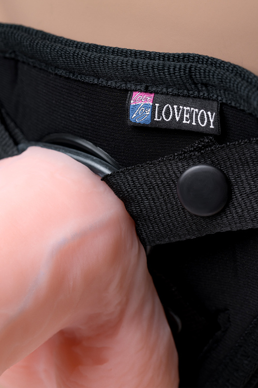 Изображение 7, Страпон на креплении LoveToy UNI strap 7" Harness best of all с вибрацией, телесный, TFA-532313