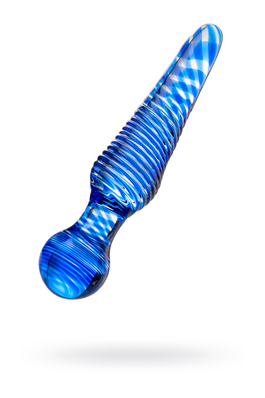 Изображение 1, Двусторонний фаллоимитатор Sexus Glass, стекло, синий, 17 см, TFA-912150