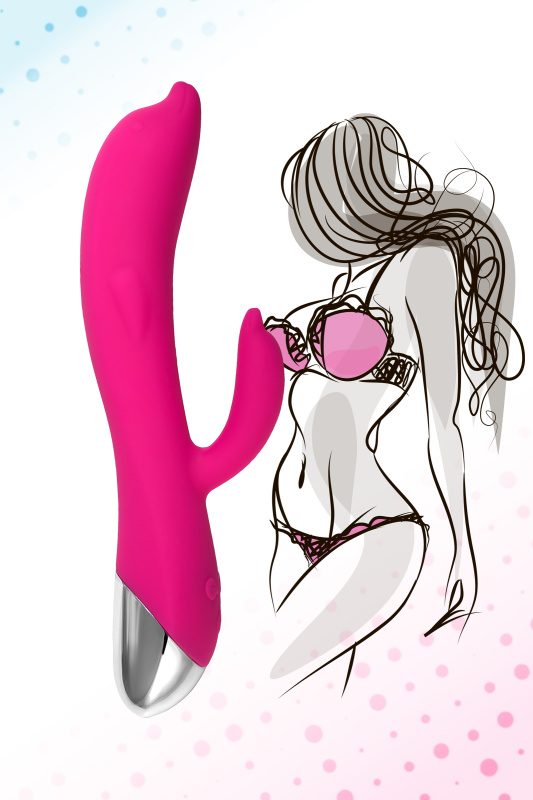 Изображение 11, Вибратор Штучки-Дрючки «Дрючка-Удовольствие» с клиторальным стимулятором, розовый, 21,5 см, TFA-690504