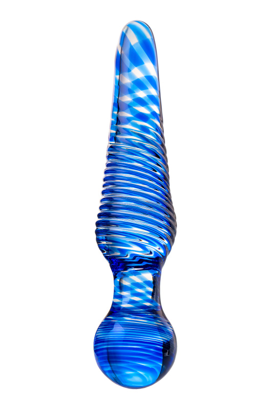 Изображение 2, Двусторонний фаллоимитатор Sexus Glass, стекло, синий, 17 см, TFA-912150