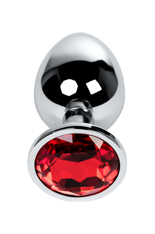 Изображение 2, Анальная втулка Metal by TOYFA, металл, серебряная, с красным кристаллом, 9,5 см, Ø 4 см, 420 г, TFA-717012-9