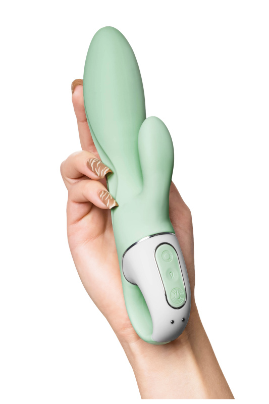 Изображение 5, Вибратор с расширением Satisfyer Air Pump Bunny 5+ Connect App, силикон, мятный, 10 см, TFA-J2018-257