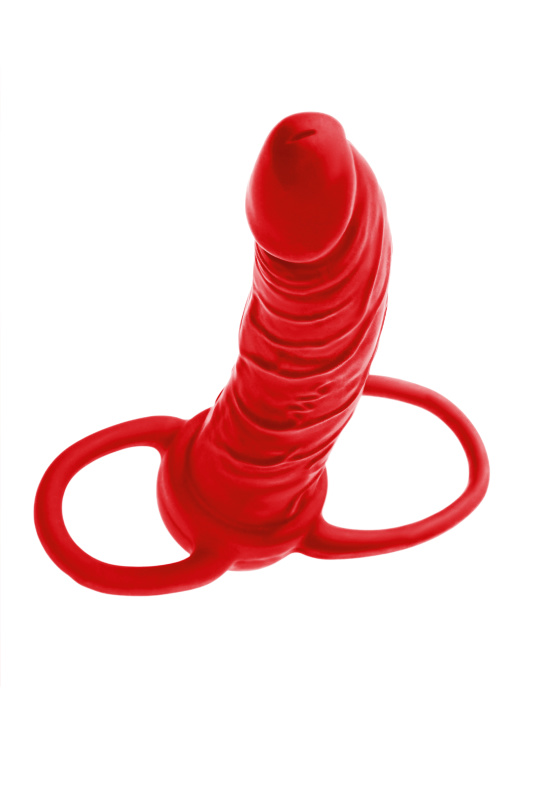 Изображение 4, Насадка на пенис для двойного проникновения Black&Red by TOYFA , силикон, красный, 16,5 см, TFA-901414-9