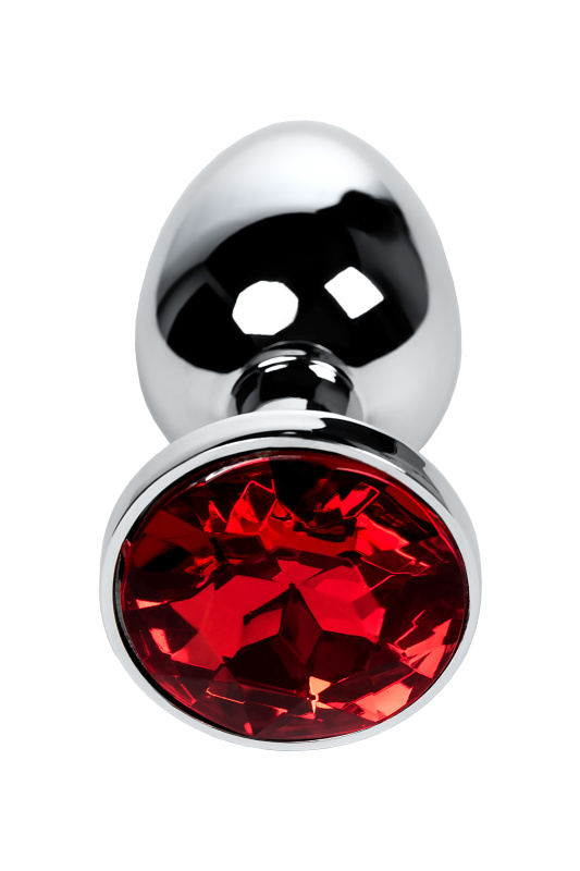 Изображение 2, Анальная втулка Metal by TOYFA, металл, серебряная, с красным кристаллом, 7,1 см, Ø 2,7 см, 150 г, TFA-717010-9