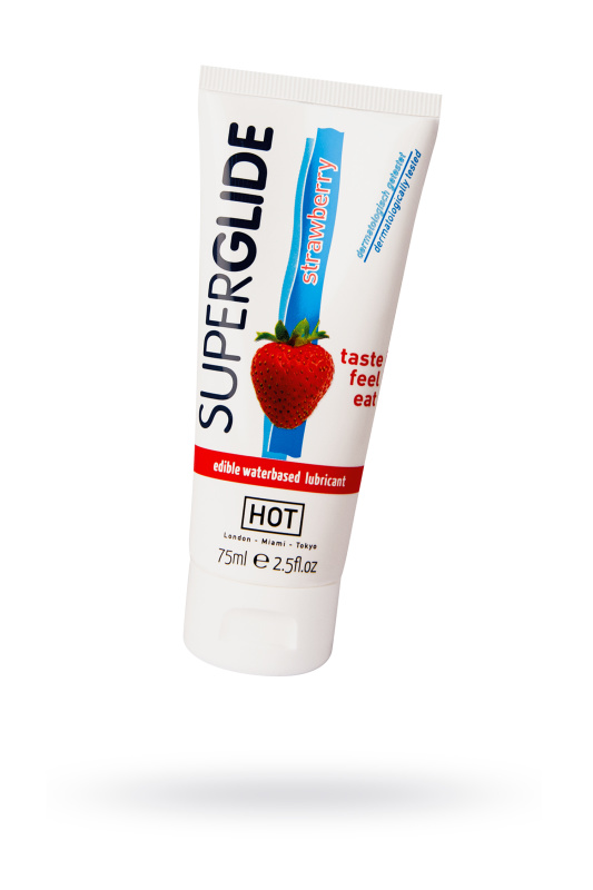 Съедобная смазка на водной основе HOT Superglide для орального секса со вкусом клубники, 75 мл, VZS-44119