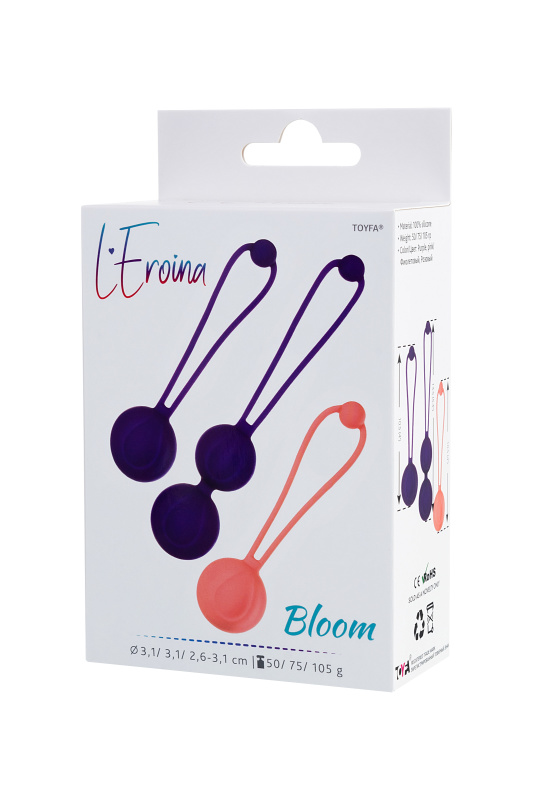 Изображение 10, Набор вагинальных шариков L'EROINA by TOYFA Bloom, силикон, фиолетово-розовый, Ø 3,1/3,1/2,6-3 см, TFA-564003