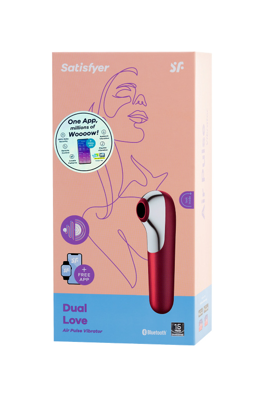 Изображение 9, Вакуум-волновой стимулятор клитора Satisfyer Dual Love Connect App, силикон, красный, 16 см., TFA-J2018-99-2