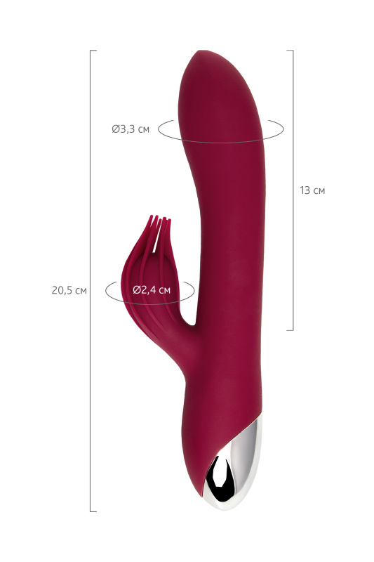 Изображение 8, Вибратор с клиторальным стимулятором L'EROINA by TOYFA Sangra, силикон, бордовый, 20,5 см, TFA-561025