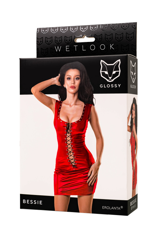 Изображение 7, Платье Glossy Bessie из материала Wetlook, красный, L, TFA-955051-L