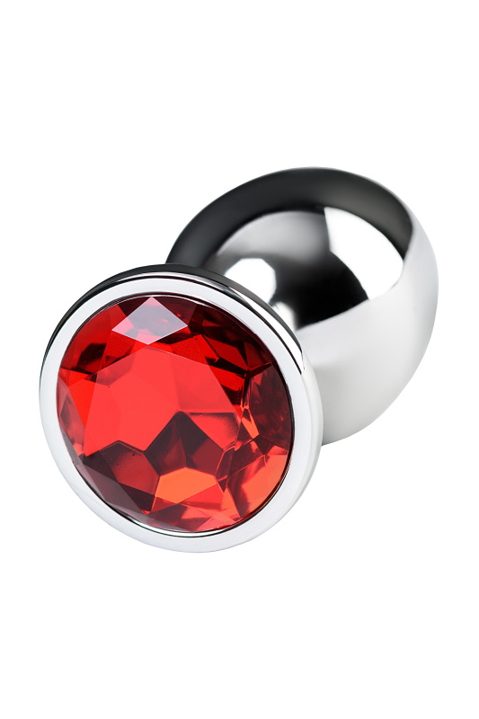 Изображение 3, Анальная втулка Metal by TOYFA, металл, серебряная, с красным кристаллом, 9,5 см, Ø 4 см, 420 г, TFA-717012-9