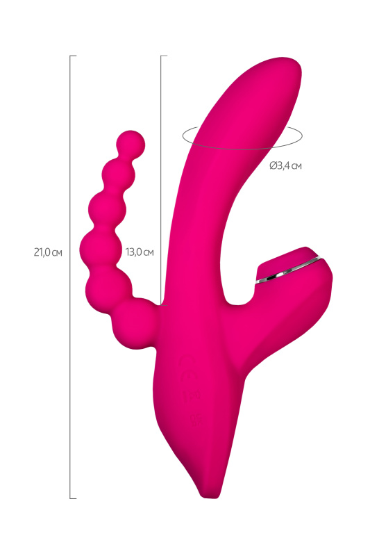 Изображение 5, Вибростимулятор 3 в 1 JOS TRIPLING, силикон, розовый, 21 см, TFA-783045