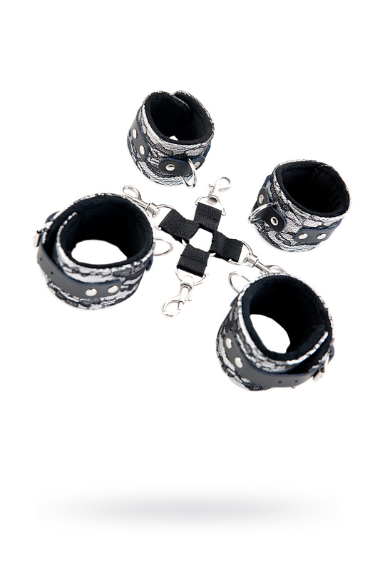 Изображение 1, Кружевной бондажный комплект TOYFA Marcus (сцепка, наручники и оковы), серебряная, TFA-714001