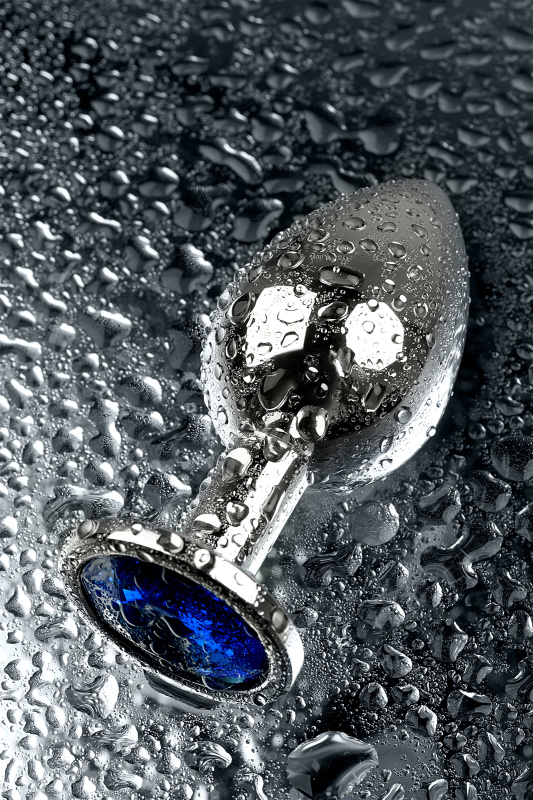 Изображение 10, Анальная втулка Metal by TOYFA, металл, серебряная, с синим кристаллом, 8 см, Ø 3,5 см, 265 г, TFA-717094-6