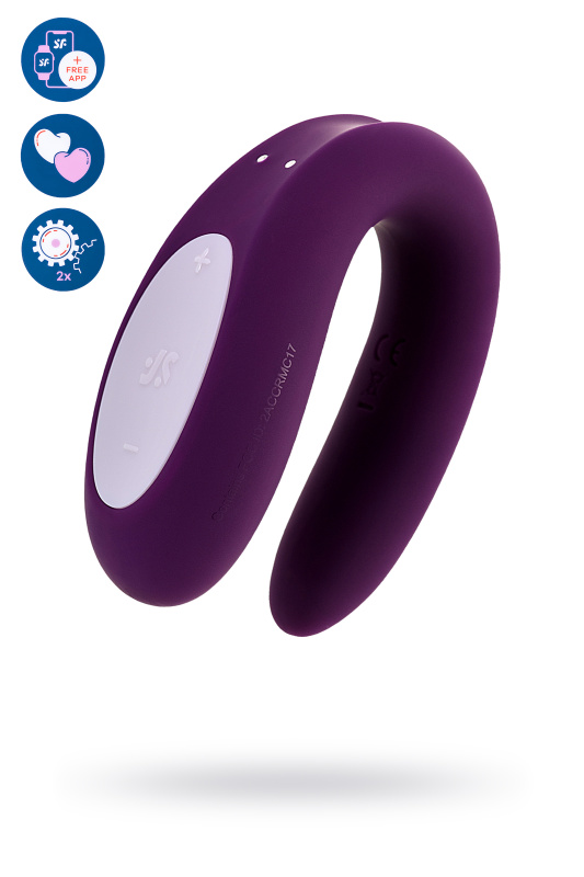 Изображение 1, Многофункциональный стимулятор для пар Satisfyer Double Joy Connect App, силикон, фиолетовый, 18 см, TFA-J2008-16-3
