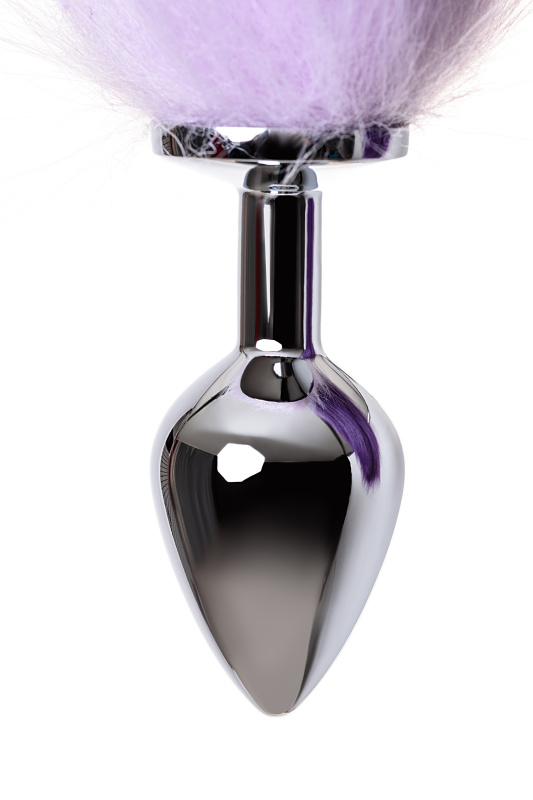 Изображение 8, Анальная втулка Metal by TOYFA с бело-фиолетовым хвостом, металл, серебряная, 45 см, Ø 3,3 см, TFA-712027-M