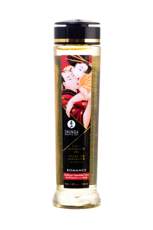 Изображение 2, Масло для массажа Shunga Romance, натуральное, возбуждающее, клубника и шампанское, 240 мл, TFA-271008