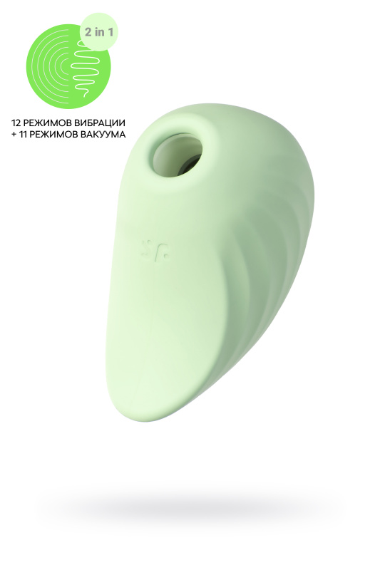 Изображение 1, Вакуум-волновой бесконтактный стимулятор клитора Satisfyer Pearl Diver, силикон, зеленый, 5 см, TFA-J2018-273-1