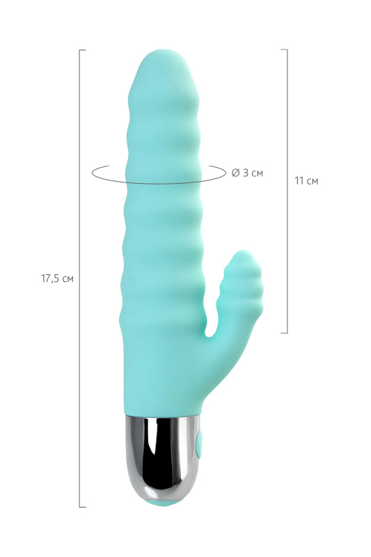 Изображение 10, Рельефный вибратор с клиторальной стимуляцией Flovetta Flax, силикон, голубой, 17,5 см, TFA-457707