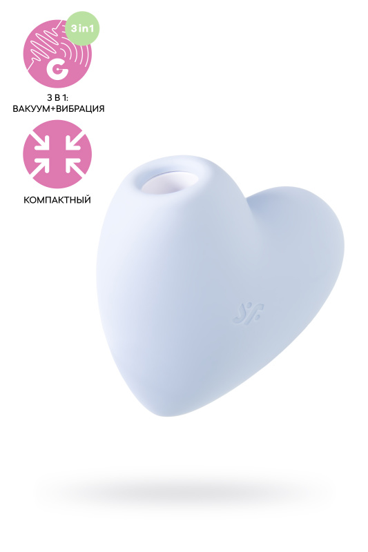 Изображение 1, Вакуум-волновой бесконтактный стимулятор клитора Satisfyer Cutie Heart, силикон, голубой, TFA-J2018-276-2