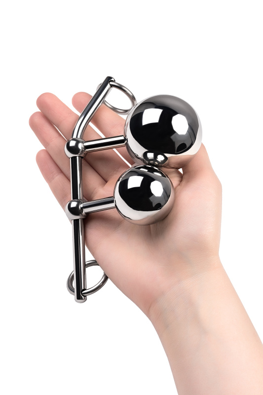 Изображение 3, Стринги с двумя шарами, TOYFA Metal, серебристые, TFA-717112