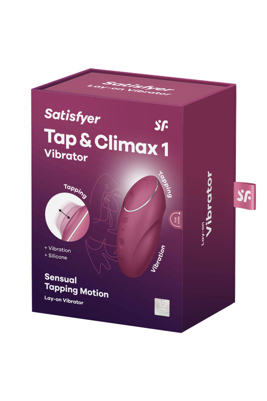 Изображение 7, Вибромассажер Satisfyer Tap & Climax 1, силикон, бордовый, 11 см, TFA-4046006