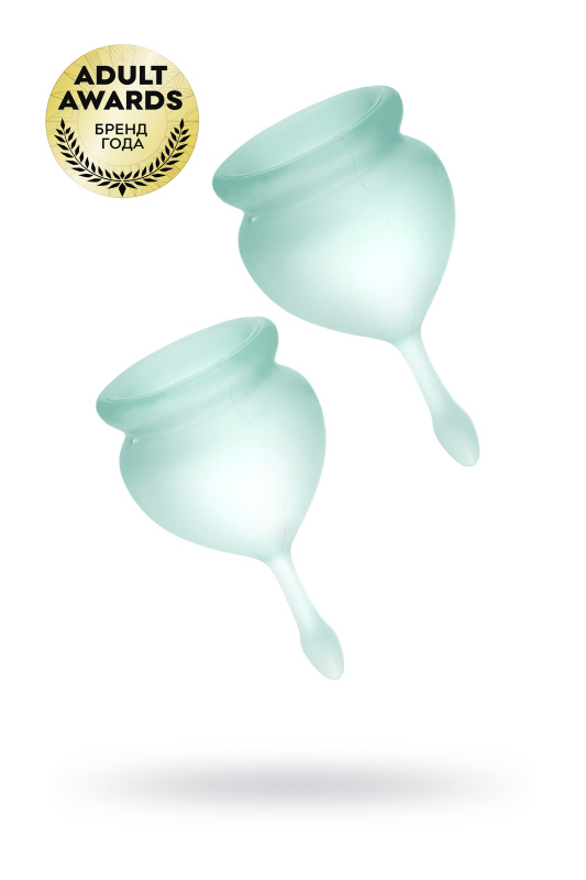 Изображение 1, Менструальная чаша Satisfyer Feel Good, 2 шт в наборе, силикон, зеленый, FER-J1763-5