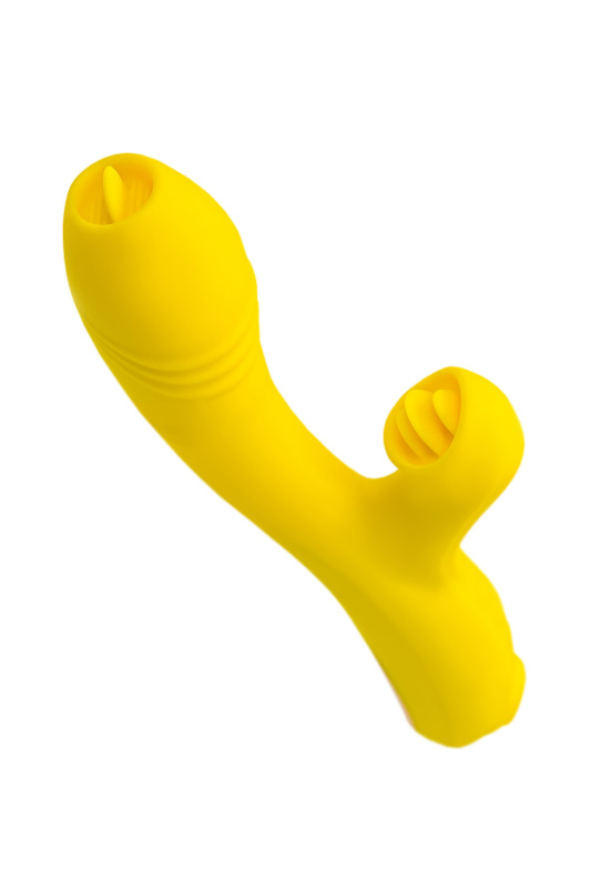 Изображение 6, Вакуум-волновой стимулятор Eromantica Mia с вибрацией и язычками, силикон, желтый, 22 см, TFA-210203