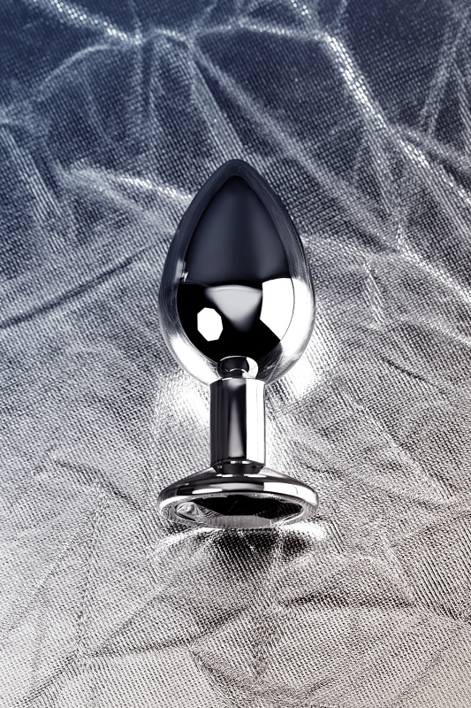Изображение 9, Анальная втулка Metal by TOYFA, металл, серебряная, с чёрным кристаллом, 8,1 см, Ø 3,4 см, TFA-717011-5