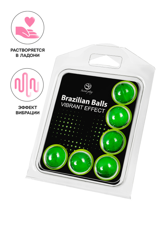 Изображение 1, Массажное масло SECRET PLAY BRAZILIAN BALLS, с эффектом вибрации, 6 х 4 гр, TFA-3591-1