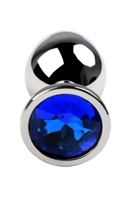 Изображение 4, Анальная втулка Metal by TOYFA, металл, серебряная, с синим кристаллом, 8 см, Ø 3,5 см, 265 г, TFA-717094-6