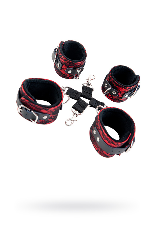 Изображение 1, Кружевной бондажный комплект TOYFA Marcus (сцепка, наручники и оковы), красный, TFA-714002