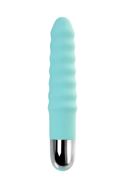 Изображение 4, Рельефный вибратор с клиторальной стимуляцией Flovetta Flax, силикон, голубой, 17,5 см, TFA-457707
