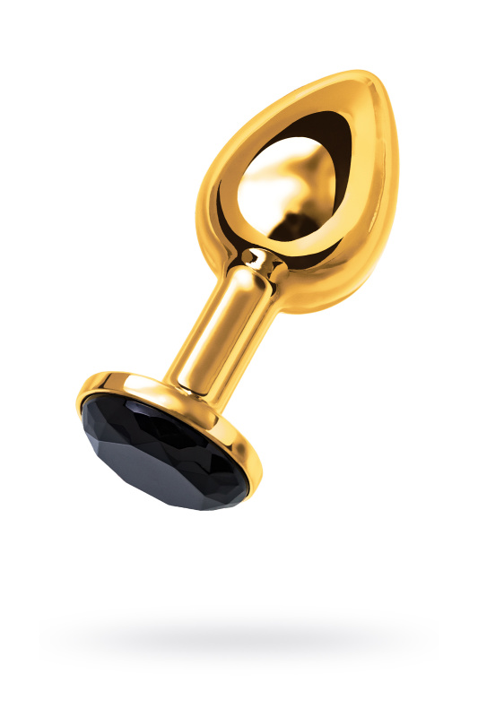 Анальная втулка TOYFA Metal маленькая, золотая, с черным кристаллом