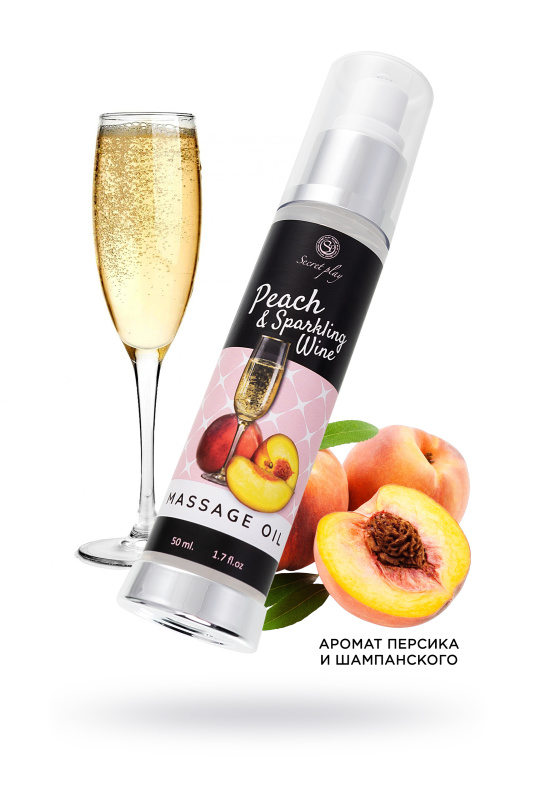 Массажное масло SECRET PLAY с ароматом персика и шампанского, 50 мл, TFA-3682