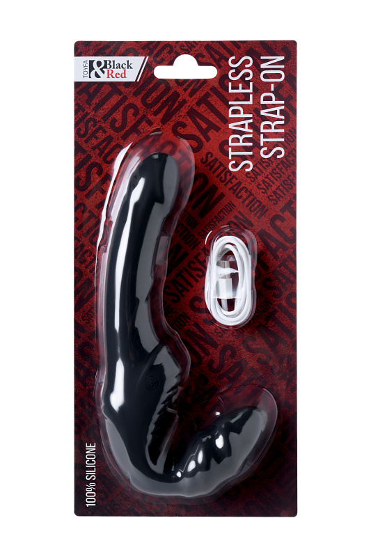 Изображение 8, Безремневой страпон Black & Red by TOYFA с вибрацией, влагостойкий, силикон, чёрный, 35 см, TFA-901408-5
