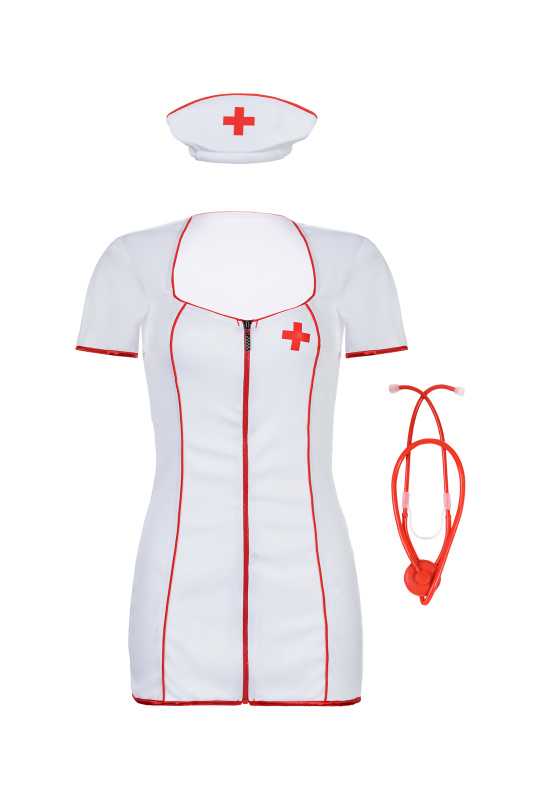 Изображение 11, Костюм медсестры Candy Girl Angel (платье, стринги, головной убор, стетоскоп), белый, XL, TFA-841012-WHT-XL