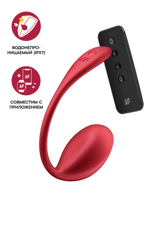 Изображение 1, Виброяйцо Satisfyer Shiny Petal Connect App с пультом ДУ, красный, 7,5 см, TFA-4002675