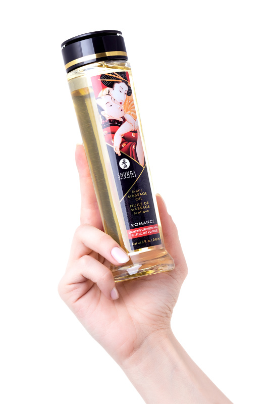 Изображение 5, Масло для массажа Shunga Romance, натуральное, возбуждающее, клубника и шампанское, 240 мл, TFA-271008