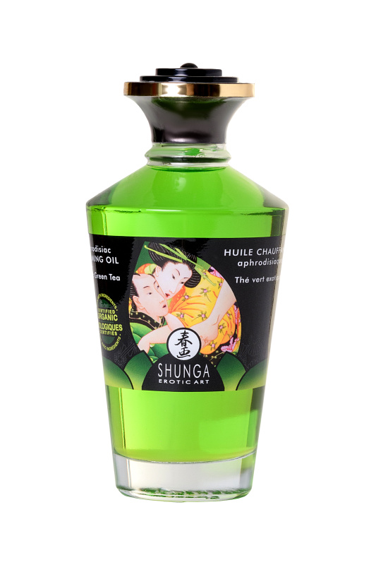 Изображение 3, Масло для массажа Shunga Organic Exotic Green Tea, разогревающее, зелёный чай, 100 мл, TFA-2311